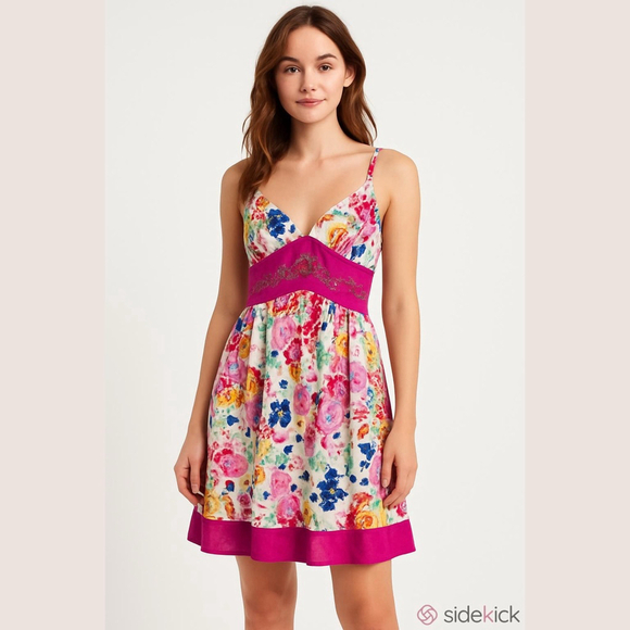 Johnny Was Dresses & Skirts - Johnny Was NWT Floral Midi Dress Pink White Embroidered Beaded Size M